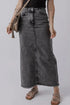 'Mobi' Raw Hem Midi Denim Skirt with Pockets - Celes Fashion